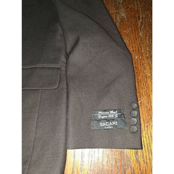 New 40L Sacari Brown Shark Skin Wool 150 Suit Sport Coat Jacket Blazer NWT - Picture 2 of 10